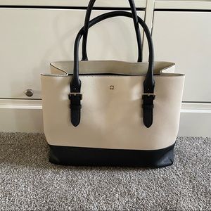 Kate Spade Cream/Black color block tote